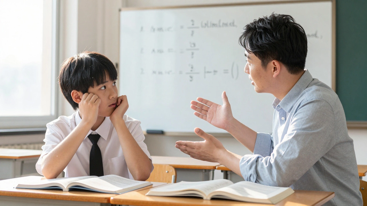 A tutor and student working together on a math problem